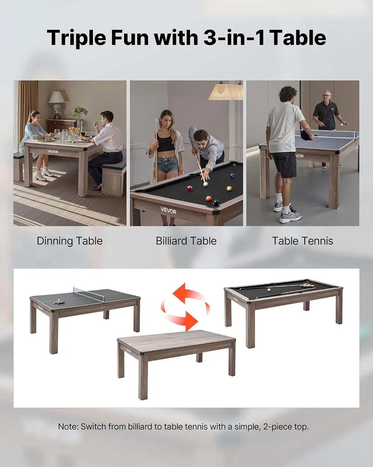 7ft 3-in-1 Multi Game Table wi - Table Tennis No 1 评论和价格